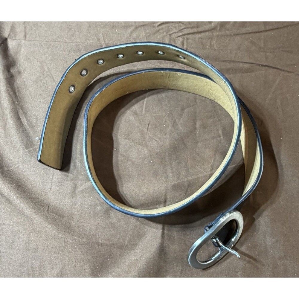 Michael Kors Belt Women's Medium Black Leather Silver Oval Buckle
